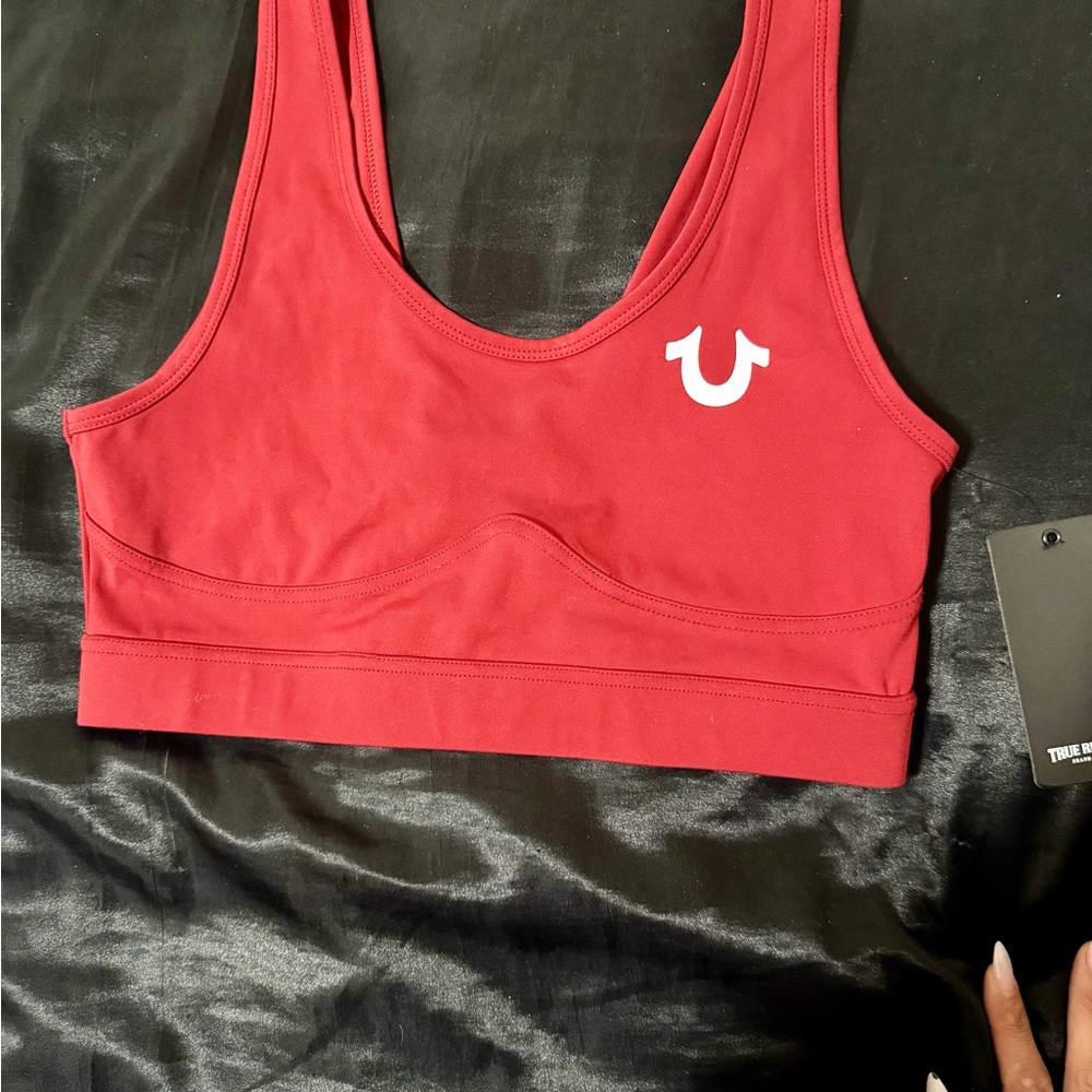 True Religion Red Corset Sports Bra Top